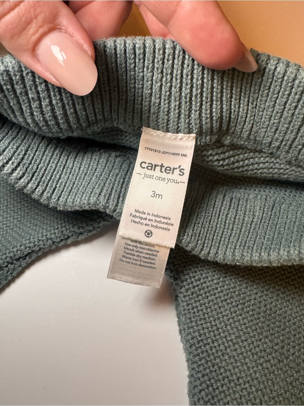 Carter's Slate Green Cable Knit Crewneck Sweater - Picture 2 of 6